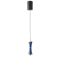 Светильник подвесной LED Lasse 5697/7L Lumion синий 1 лампа, основание чёрное в стиле современный лифтовый механизм