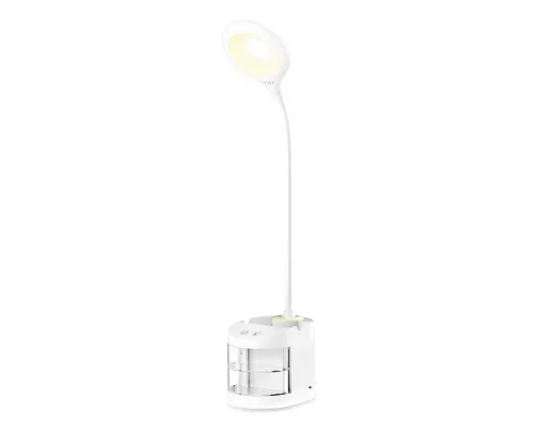 Настольная лампа LED DE561 Ambrella light белая 1 лампа, основание белое полимер в стиле хай-тек современный 