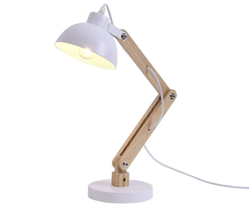 Настольная лампа офисная Дэлия 07027,01 Kink Light белая 1 лампа, основание белое дерево металл в стиле лофт  фото 2