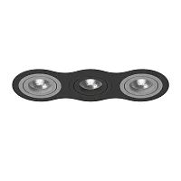 Светильник точечный Intero 16 Triple Round i637090709 Lightstar чёрный серый 3 лампы, основание чёрное в стиле хай-тек современный 
