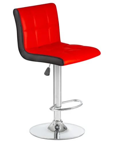 Стул барный 5006-LM CANDY,  цвет сиденья красно-черный, цвет основания хром Dobrin, красный/экокожа, ножки/металл/хром, размеры - 950*1160***460*520 фото 2
