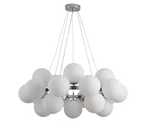 Люстра подвесная Сида 07508-20,02 Kink Light белая на 20 ламп, основание хром в стиле модерн молекула шар