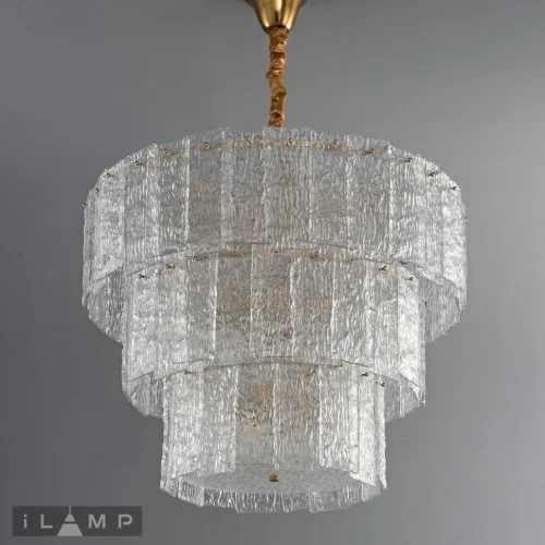 Люстра подвесная Manhattan P6315-D800 BR iLamp прозрачная на 18 ламп, основание латунь в стиле классический  фото 2