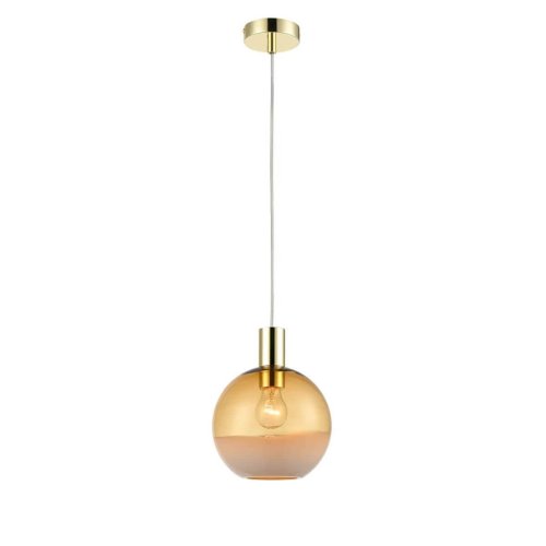Светильник подвесной Unicum VL5374P31 Vele Luce янтарный 1 лампа, основание золотое в стиле современный шар