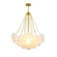 Люстра подвесная AGDA 37 золото 189554-26 ImperiumLoft белая на 3 лампы, основание золотое в стиле современный лофт шар