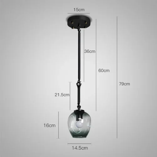 Светильник подвесной ADEL-ONE L1 Cognac Black 140490-26 ImperiumLoft янтарный 1 лампа, основание чёрное в стиле современный  фото 4