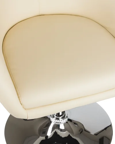 Кресло дизайнерское 8600-LM,  цвет сиденья кремовый, цвет основания хром Dobrin, кремовый/экокожа, ножки/металл/хром, размеры - 750*900***600*570 фото 7