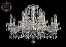 Люстра подвесная хрустальная 11.21.8+4.220.Gd.Sp Bohemia Art Classic прозрачная на 12 ламп, основание золотое в стиле классический 