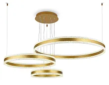 Люстра подвесная LED с пультом FA6203 Ambrella light прозрачная золотая на 1 лампа, основание золотое в стиле современный хай-тек с пультом кольца