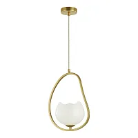 Светильник подвесной Waterlily 4873/1 Odeon Light белый 1 лампа, основание золотое в стиле современный 