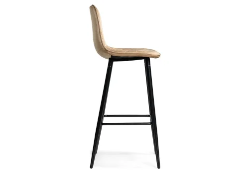 Барный стул Capri dark beige/ black 15131 Woodville, бежевый/велюр, ножки/металл/чёрный, размеры - ****435*490 фото 3
