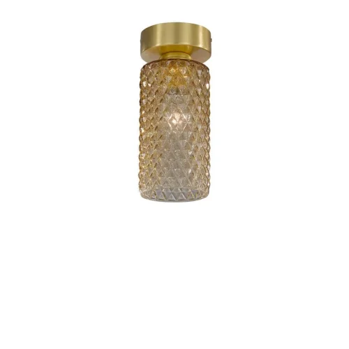 Светильник накладной PL 10030/1 Reccagni Angelo янтарный 1 лампа, основание матовое золото в стиле современный классический круглый