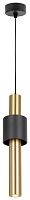 Светильник подвесной LED 475-406-01 Velante чёрный золотой 1 лампа, основание чёрное в стиле модерн хай-тек трубочки