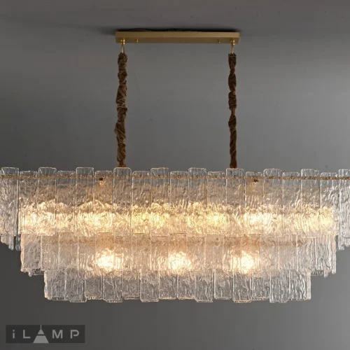 Люстра подвесная Manhattan P6315-1200 BR iLamp прозрачная на 9 ламп, основание латунь в стиле классический  фото 3