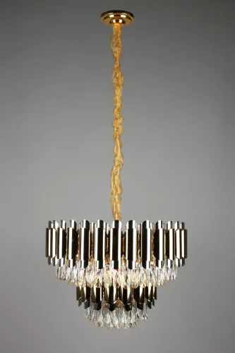 Люстра подвесная хрустальная Malgrate OML-81403-13 Omnilux прозрачная на 13 ламп, основание золотое в стиле классический  фото 2