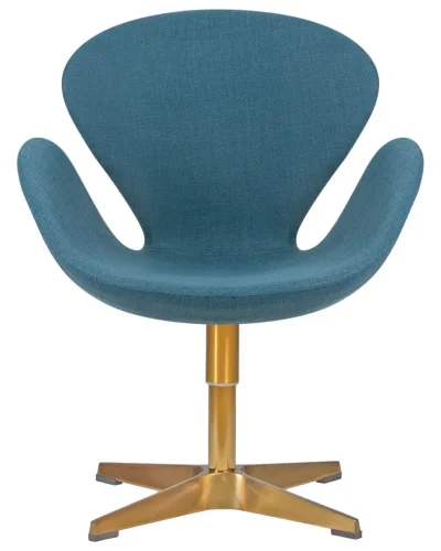 Кресло дизайнерское  69A-LMO SWAN, цвет сиденья синий (IF6), цвет основания золото Dobrin, синий/ткань, ножки/металл/золотой, размеры - ****710*600 фото 5
