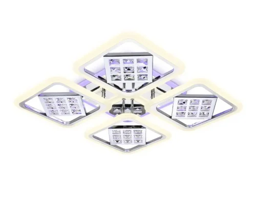 Люстра потолочная LED с пультом Ice FA288 Ambrella light белая на 1 лампа, основание белое в стиле современный хай-тек с пультом квадраты