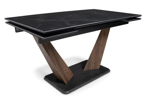 Керамический стол Кели 140(200)х80х76 черный мрамор / орех кантри / черный 532394 Woodville столешница мрамор черный из керамика