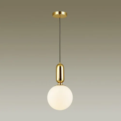 Светильник подвесной Okia 4669/1 Odeon Light белый 1 лампа, основание золотое в стиле современный хай-тек шар фото 2