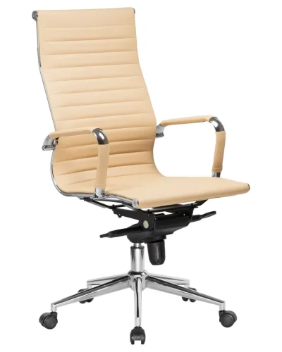 Офисное кресло для руководителей 101F-LMR CLARK, цвет бежевый Dobrin, бежевый/экокожа, ножки/металл/хром, размеры - 1090*1150***680*680 фото 2