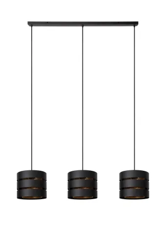 Светильник подвесной Rosas 21433/03/30 Lucide чёрный 3 лампы, основание чёрное в стиле лофт винтаж  фото 2