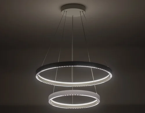 Люстра подвесная LED FL5862 Ambrella light белая на 1 лампа, основание белое в стиле современный хай-тек кольца фото 3