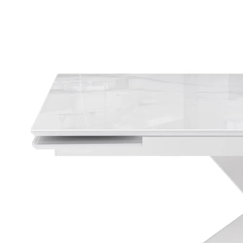 Стеклянный стол Хасселвуд 160(220)х90х77 белый мрамор / черный 586094 Woodville столешница белая из стекло фото 10