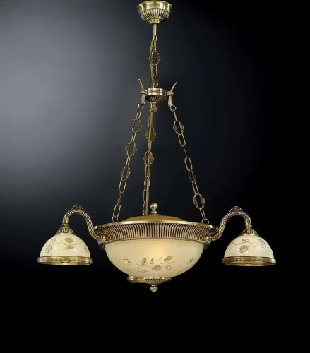 Люстра подвесная  L 6208/3+3 Reccagni Angelo жёлтая на 6 ламп, основание античное бронза в стиле классический 