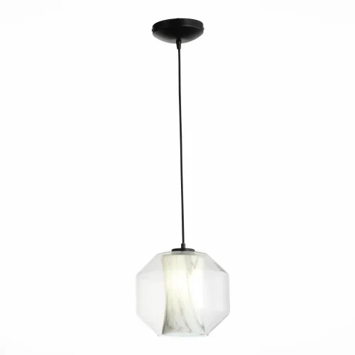 Светильник подвесной Marmo SL1169.113.01 ST-Luce прозрачный белый 1 лампа, основание чёрное в стиле современный 
