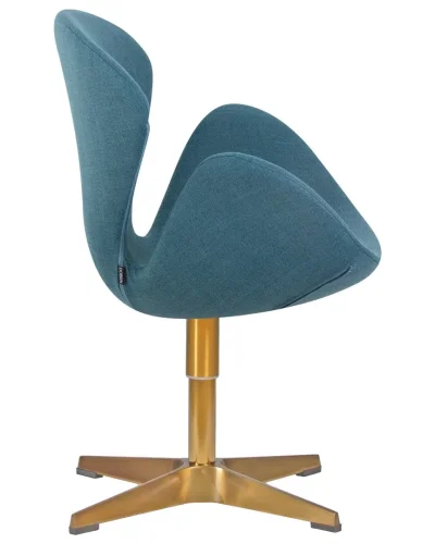 Кресло дизайнерское  69A-LMO SWAN, цвет сиденья синий (IF6), цвет основания золото Dobrin, синий/ткань, ножки/металл/золотой, размеры - ****710*600 фото 2
