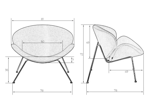 Кресло дизайнерское 72-LMO EMILY, цвет сиденья серый (AF7), цвет основания хромированная сталь Dobrin, серый/винил, ножки/металл/хром, размеры - ****810*780 фото 14