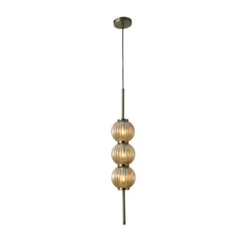 Светильник подвесной Zhizel APL.608.26.03 Aployt янтарный 3 лампы, основание бронзовое в стиле арт-деко современный шар