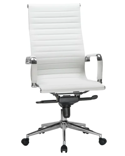 Офисное кресло для руководителей 101F-LMR CLARK, цвет белый Dobrin, белый/экокожа, ножки/металл/хром, размеры - 1090*1150***680*680