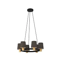 Люстра подвесная Edale 43781 Eglo коричневая на 6 ламп, основание чёрное в стиле современный кантри 