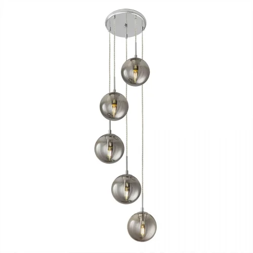 Светильник подвесной Томми CL102050 Citilux серый 5 ламп, основание хром в стиле современный шар
