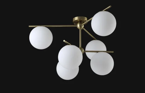 Люстра потолочная FELIZ SP-PL6 BRONZE/WHITE Crystal Lux белая на 6 ламп, основание бронзовое в стиле современный шар фото 3