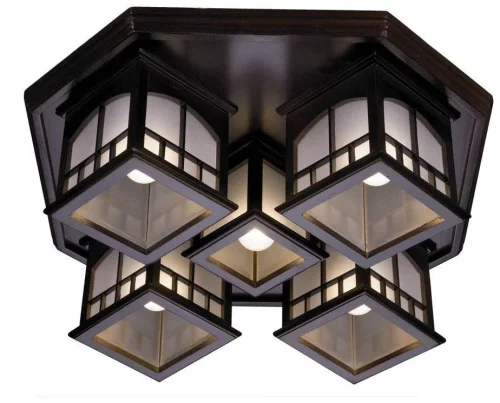 Светильник потолочный 513-727-05 Velante коричневый 5 ламп, основание коричневое в стиле кантри 