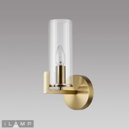 Бра Evolution W6806-1 QGD iLamp прозрачный на 1 лампа, основание матовое золото в стиле американский современный 