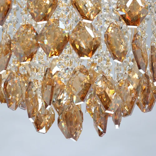 Люстра подвесная Бриз 111014608 DeMarkt янтарная прозрачная на 8 ламп, основание золотое в стиле классический  фото 13