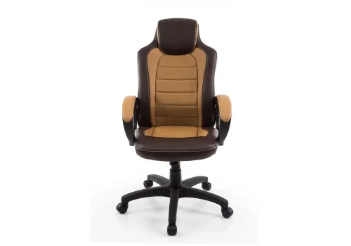 Компьютерное кресло Kadis коричневое / бежевое 1726 Woodville, бежевый/искусственная кожа, ножки/пластик/чёрный, размеры - *1220***620*750 фото 3