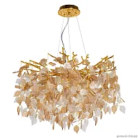 Люстра подвесная Лайма 467014208 MW-Light янтарная на 8 ламп, основание золотое в стиле классический современный флористика ветви