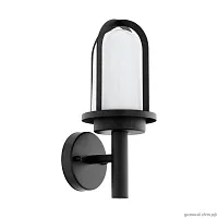 Настенный светильник Paullo 97227 Eglo уличный IP44 чёрный 1 лампа, плафон белый в стиле современный E27