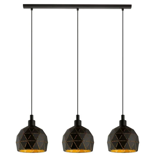 Светильник подвесной Roccaforte 97846 Eglo чёрный 3 лампы, основание чёрное в стиле современный 