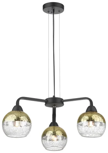Люстра подвесная 238-023-03 Velante золотая прозрачная на 3 лампы, основание чёрное в стиле современный 