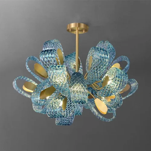 Люстра потолочная LUCIA CH D100 219500-23 ImperiumLoft голубая на 24 лампы, основание латунь в стиле современный  фото 8