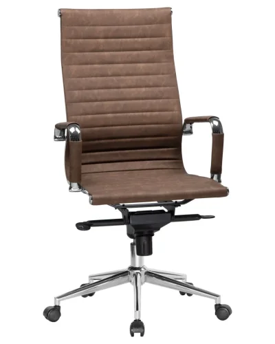Офисное кресло для руководителей 101F-LMR CLARK, цвет коричневый лофт №320 Dobrin, коричневый/экокожа, ножки/металл/хром, размеры - 1090*1150***680*680