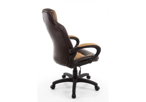Компьютерное кресло Kadis коричневое / бежевое 1726 Woodville, бежевый/искусственная кожа, ножки/пластик/чёрный, размеры - *1220***620*750 фото 4