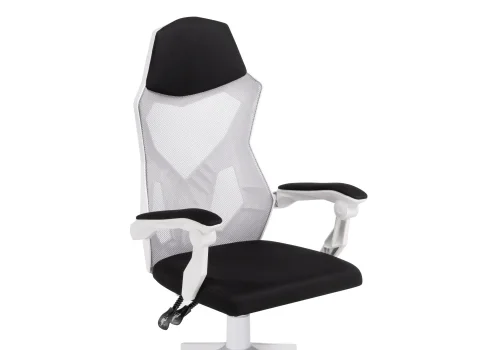 Компьютерное кресло Torino gray / white 15618 Woodville, чёрный/сетка ткань, ножки/пластик/белый, размеры - *1240***580*600 фото 6