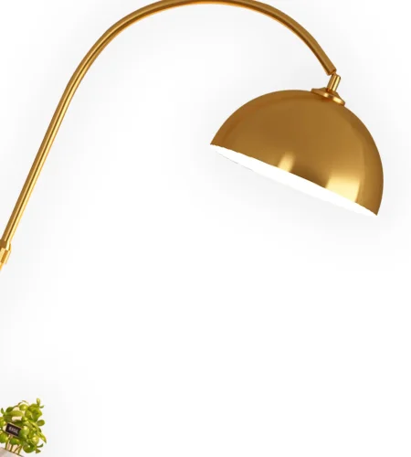 Торшер со столиком Памир 07047,33 Kink Light изогнутый со столиком золотой 1 лампа, основание золотое в стиле лофт
 фото 2