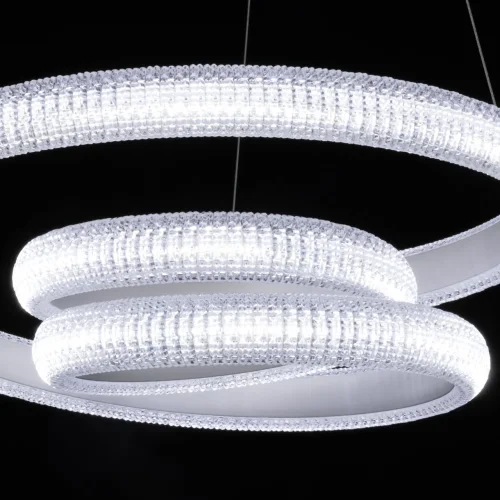 Люстра подвесная LED с пультом Оскар 510015301 DeMarkt белая на 1 лампа, основание белое в стиле современный хай-тек кольца с пультом фото 9